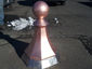 Custom made copper finial with ball and lead skirt - view 4