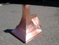 Custom copper finial with rectangular base and radius design made to fit ridge cap - view 2