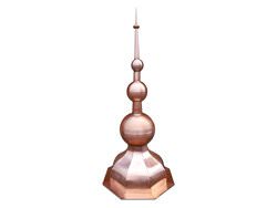 FI014 - Finial with octagon radius base panels and 3 balls