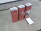 Square corrugated red aluminum downspout cleanout - view 2