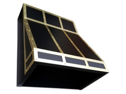 HV031 - Black range hood with brass bands