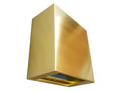 Custom range hood made with brushed brass