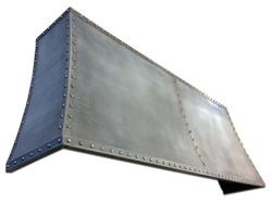 HV024 - Custom fireplace hood zinc with copper rivets