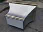 Zinc range hood with French curve, satin finish and brass bandings - view 12