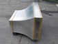 Zinc range hood with French curve, satin finish and brass bandings - view 4