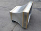 Zinc range hood with French curve, satin finish and brass bandings - view 5