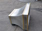Zinc range hood with French curve, satin finish and brass bandings - view 6