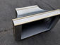 Zinc range hood with French curve, satin finish and brass bandings - view 9