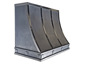 Dark patina kitchen zinc hood vent with block details, stainless steel bandings and rivets - view 4