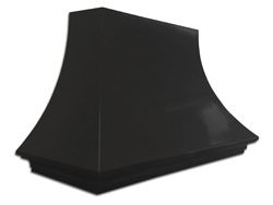 Steel hood vent powder coated black with a French curve style