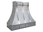 French curve stainless steel hood vent with polished bands and rivets - view 1