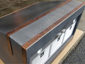 Zinc hood vent with hammered aged copper bars and dark patina finish - view 2