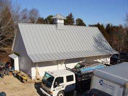 Angled gray aluminum roof