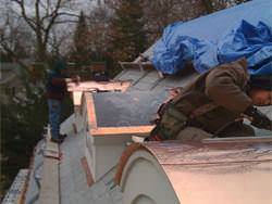 Installation of barrel roofing copper panels