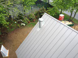 Dove gray aluminum roof panel installation