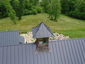 Matte black kynar aluminum metal roofing with cupola and curved panels - installation - view 2