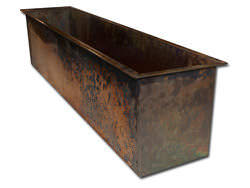 Burnished copper planter in fabrication