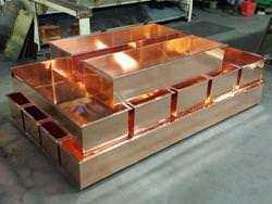 Copper planters with flanges custom built