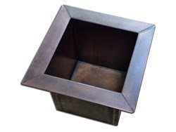 Custom copper planter insert with dark patina