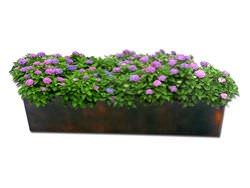 Custom copper flower box with dark patina finish