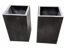 Darkened custom zinc planters