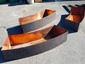 Radius copper planters darkened made to fit around a fountain - view 2
