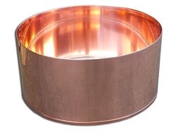 Custom copper insert with flanges made for wooden planter