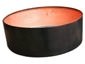 Round copper planter with dark patina pre-weathered finish - view 2