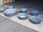 Round custom zinc planters with dark patina - view 3