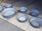 Round custom zinc planters with dark patina - view 6