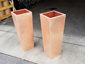 Satin finished tapered custom copper planters (prior to being burnished) - view 3