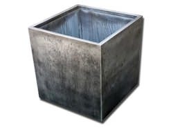 Zinc planter with dark patina finish