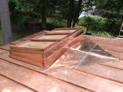 Custom copper skylight installation and fabrication