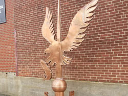 Custom copper weathervane - bald eagle catching a salmon - view 2