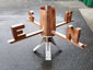 Custom copper weathervane - bald eagle catching a salmon - view 6