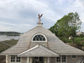 Custom copper weathervane - bald eagle catching a salmon - installation view 6