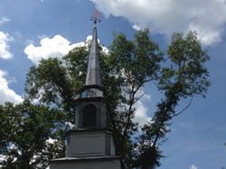 Copper squash player weathervane steeple installation - view 3