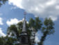 Copper squash player weathervane steeple installation - view 3